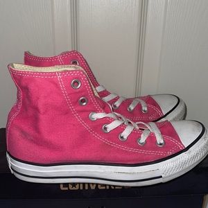 Womens pink paper high top converse. Size 7
